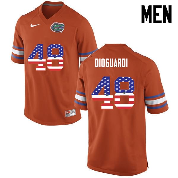 Men's NCAA Florida Gators Brett DioGuardi #48 Stitched Authentic USA Flag Fashion Nike Orange College Football Jersey YPB2365HR